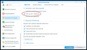 Für LAN 1 aktivieren wir Wake On LAN