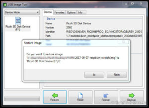 Mit dem USB Image Tool übertragen wir das Raspbian Image auf die SD-Karte