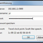 Es erscheint eine Passwort-Abfrage. Hier geben wir die Benutzerdaten für den Raspi ein.
