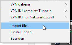 Import einer ovpn-Datei in den OpenVPN-Client.
