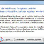 Bei der ersten Verbindung müssen wir der "Fingerabruck" unseres OpenVPN-Servers bestätigen.