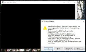 Bei der ersten Verbindung per SSH müsst ihr noch die Sicherheitswarnung bestätigen.